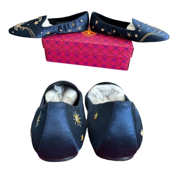 TORY BURCH MOON STARS EMBROIDERED CELESTIAL SLIP ON FLAT LOAFER SZ. 10 NIB - Picture 5 of 6